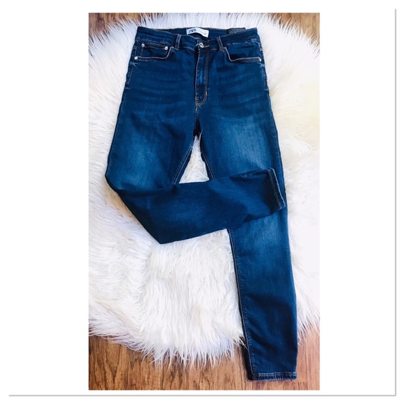 Zara High Waist Skinny Denim Jeans In Deep Blue Women’s Size 8